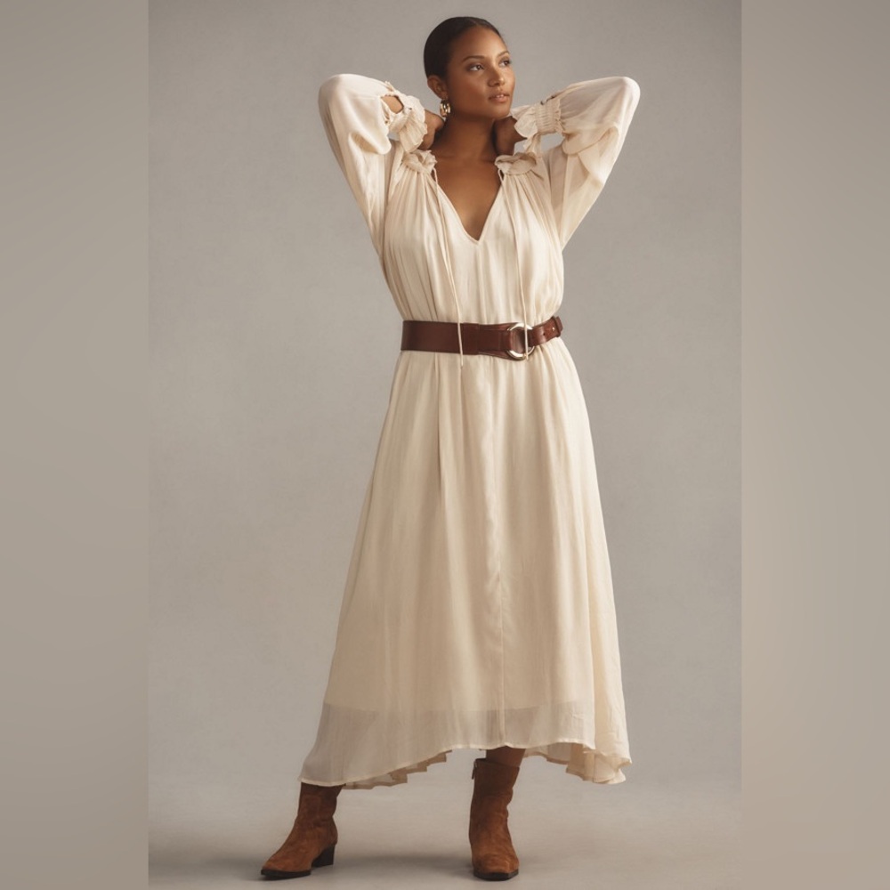 Anthropologie Cream Midi Dress